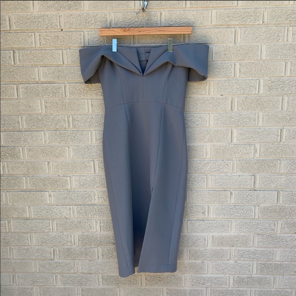 BCBG Blue off shoulder Dress size 6 - Picture 2 of 6